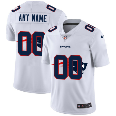 New England Patriots Custom White Men's Nike Team Logo Dual Overlap Limited NFL Jersey